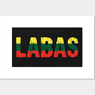 Labas Lithuanian Hello Funny Lietuva Language Flag Posters and Art